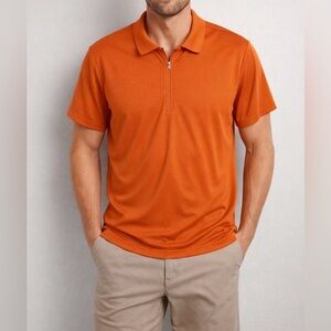 Eddie Bauer XXL Orange 1/4 Zip Polo Shirt NWT Performance Top